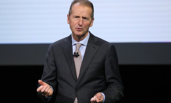 Dr. Herbert Diess, CEO, Volkswagen AG, speaks at the company's presentation at the North American International Auto Show in Detroit, Michigan, U.S., January 14, 2019. REUTERS/Jonathan Ernst