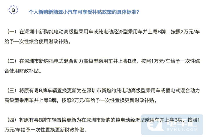 深圳最高给4万元新能源汽车补贴 只有这些车型符合要求